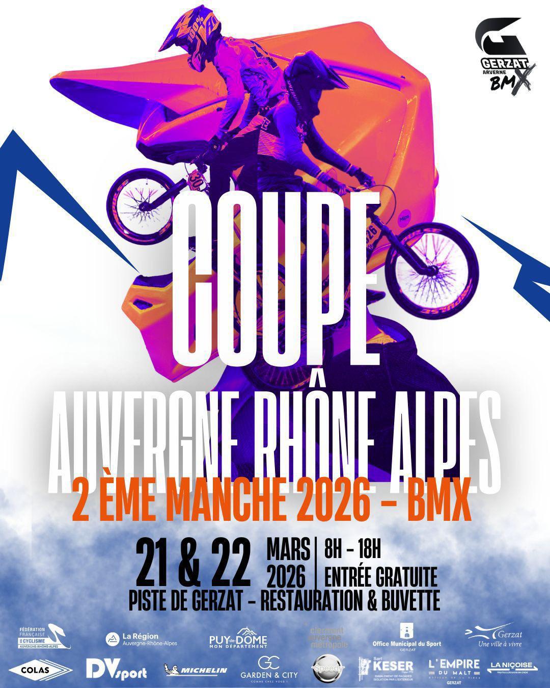 Coupe AURA 21 & 22 Mars 2026 – GERZAT – Gerzat Arverne BMX